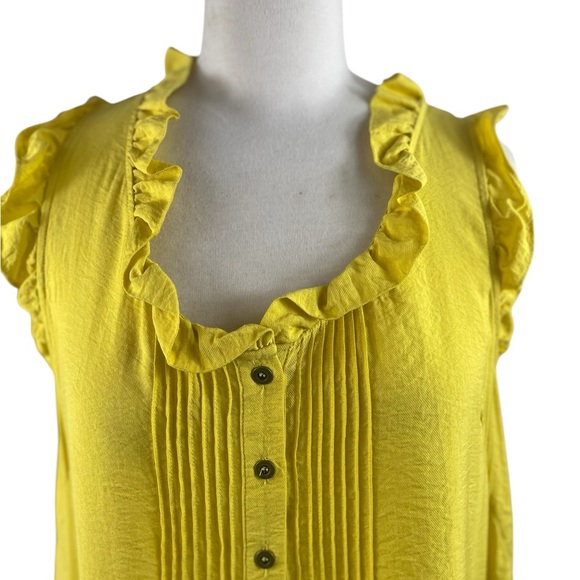 New York & Company Vibrant Yellow Ruffle Dres, Size 10 - Picture 3 of 5